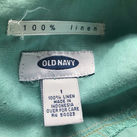 Old Navy 100% Linen Mint Green Embellished Beaded Dress Juniors Size 1 - Picture 5 of 5